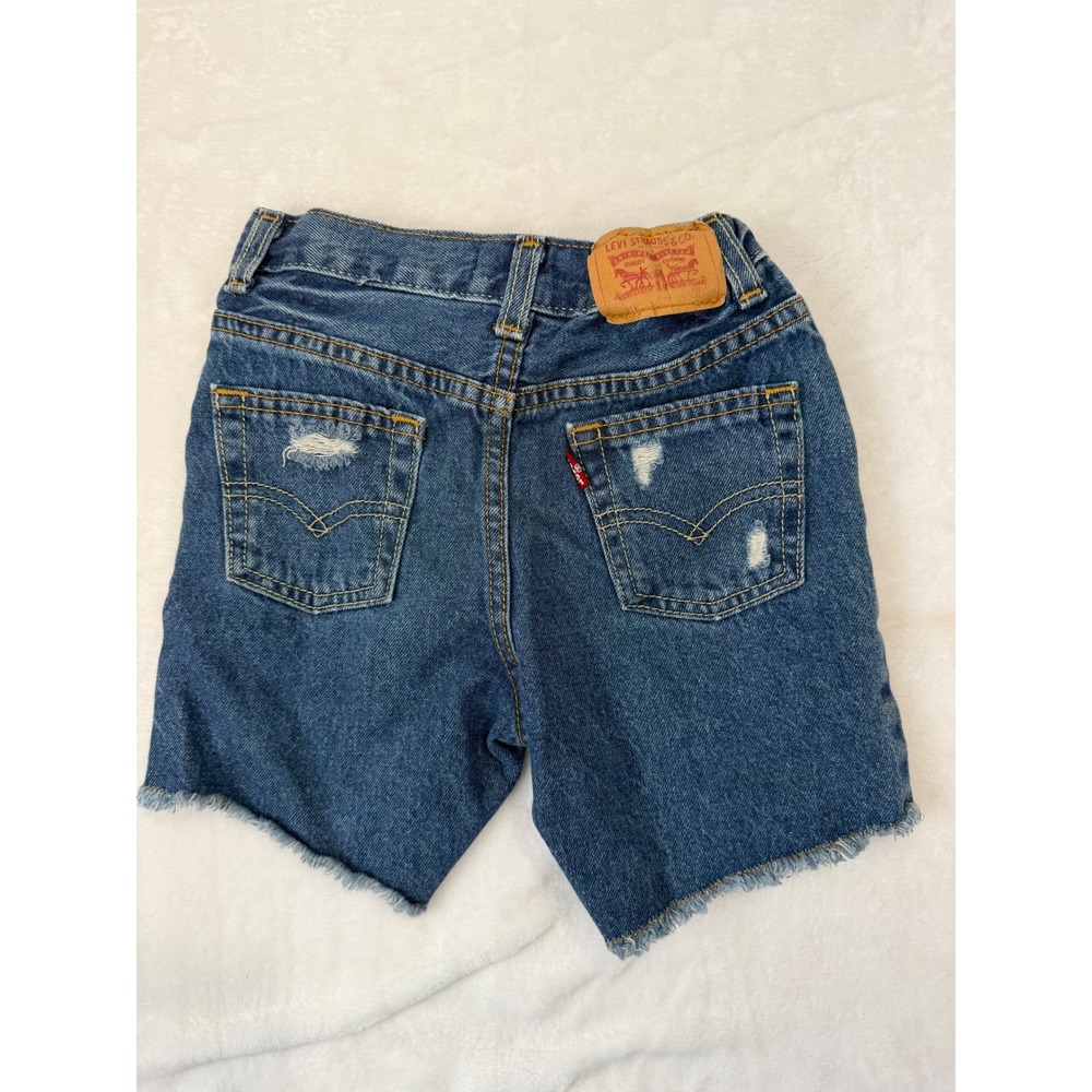 Levis 511 Slim Shorts 4T Blue Distressed Raw Hem Denim Toddler
